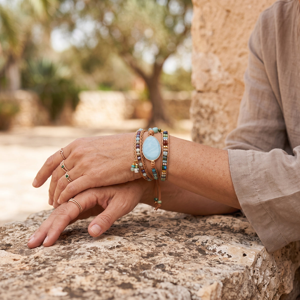 Pulsera Envolvente Larimar Sagrado - Conexión y Calma