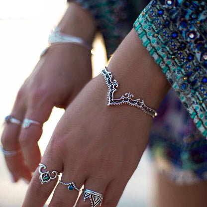 Pulsera "Corona de Plata" — Brazalete Boho de Filigrana
